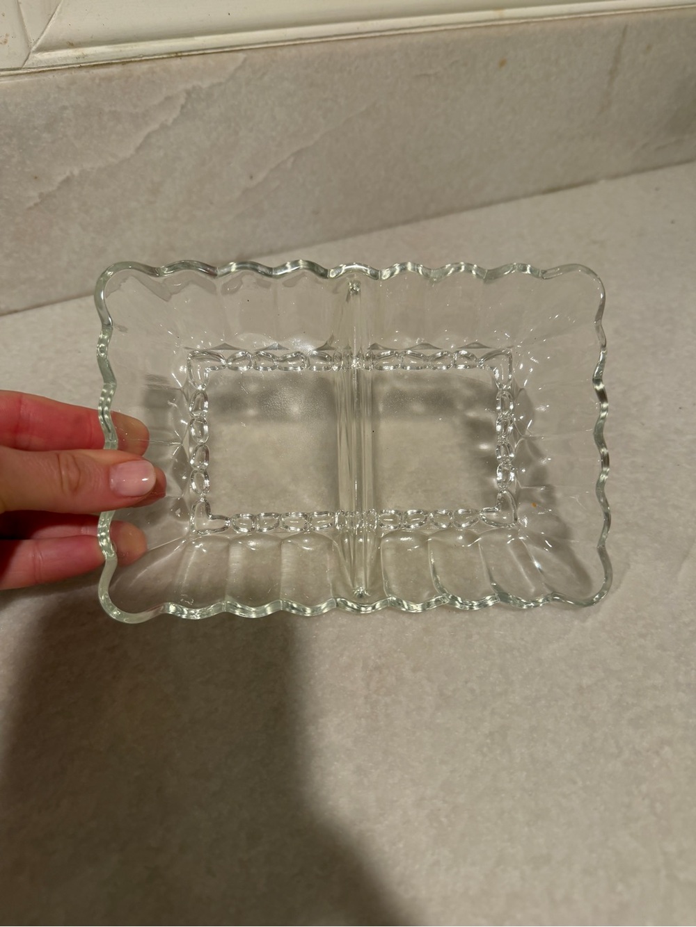 Vintage Clear Glass Divided Vanity Tray